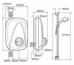 Mira Vigour Manual Power Shower White And Chrome -Duravit Sales Shop QS V19332 2 mn 1