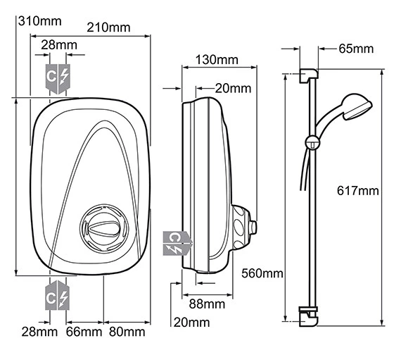 Mira Vigour Thermostatic Power Shower White And Chrome 1.1532.353 3 Mira Vigour Thermostatic Power Shower White And Chrome 1.1532.353 - Image 3