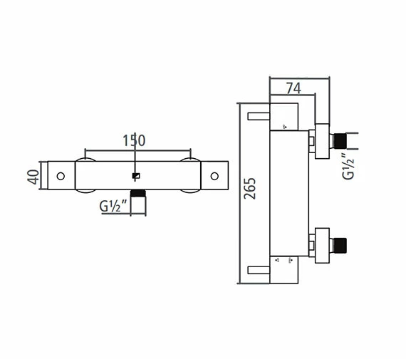 Roper Rhodes Storm Bottom Outlet Bar Shower Valve Chrome - SV2208 2 Roper Rhodes Storm Bottom Outlet Bar Shower Valve Chrome - SV2208 - Image 2