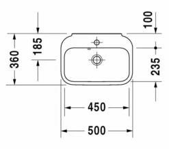 Duravit Happy D2 500 X 360mm Handrinse Basin - 0709500000 -Duravit Sales Shop QS V24807 2 mn
