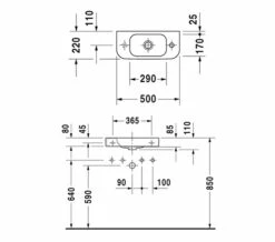 Duravit Happy D2 500 X 220mm Handrinse Basin -Duravit Sales Shop QS V24817 2 mn