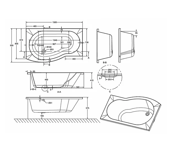 Cleargreen Ecoround White Shower Bath 2 Cleargreen Ecoround White Shower Bath - Image 2