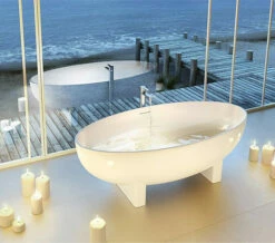 Clearwater Lacrima Natural Stone Freestanding Oval Bath 1690 X 800mm -Duravit Sales Shop QS V26339 4 mn