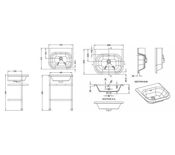 Clearwater Traditional Small Roll Top Basin With Stand 2 Clearwater Traditional Small Roll Top Basin With Stand - Image 2