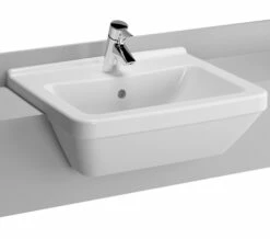 VitrA S50 Square 550mm 1 Tap Hole White Semi Recessed Basin