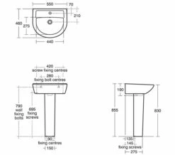 Armitage Shanks Sandringham 21 Washbasin 550mm -Duravit Sales Shop QS V28885 2 mn