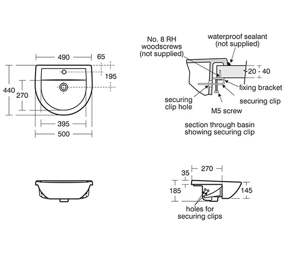 Armitage Shanks Sandringham 21 Fresh Look Semi-Countertop Basin 50cm With 1 Tap Hole 2 Armitage Shanks Sandringham 21 Fresh Look Semi-Countertop Basin 50cm With 1 Tap Hole - Image 2