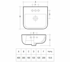 RAK Series 600 1-Tap Hole 400mm Wall Hung Basin -Duravit Sales Shop QS V30121 2 mn