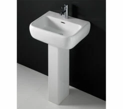 RAK Metropolitan White Basin 525mm With Full Pedestal -Duravit Sales Shop QS V36240 3 mn