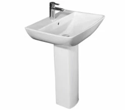 RAK Summit 1 Tap Hole White Basin With Full Pedestal 600mm -Duravit Sales Shop QS V36305 1 mn