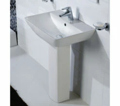 RAK Summit 1 Tap Hole White Basin With Full Pedestal 600mm -Duravit Sales Shop QS V36310 4 mn