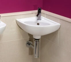 RAK Compact 1 Tap Hole 440mm Wall Hung Corner Basin White - COMCNRB1