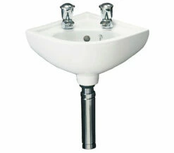 RAK Compact 1 Tap Hole 440mm Wall Hung Corner Basin White - COMCNRB1 -Duravit Sales Shop QS V36338 6 mn