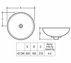 RAK Diana White Vanity Bowl -Duravit Sales Shop QS V37736 2 mn