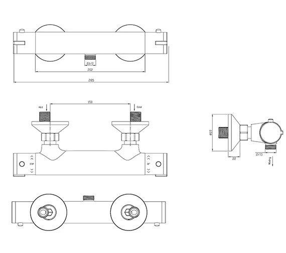 Crosswater Kai Exposed Chrome Thermostatic Shower Valve - EV1210EC 2 Crosswater Kai Exposed Chrome Thermostatic Shower Valve - EV1210EC - Image 2