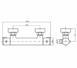 Nuie Minimalist Thermostatic Chrome Bar Shower Valve With Bottom Outlet -Duravit Sales Shop QS V41491 2 mn