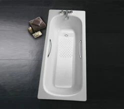 Twyford Celtic White Slip Resistant Steel Bath With Grips And Legs 1600 X 700mm -Duravit Sales Shop QS V43295 6 mn