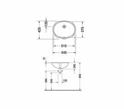Duravit Santosa Undercounter Vanity Basin 510 X 425mm White - 046651 -Duravit Sales Shop QS V47426 2 mn