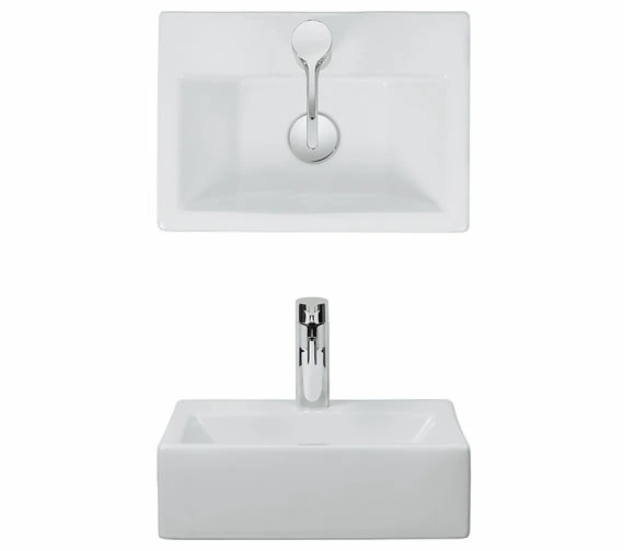 Crosswater Infinity Gerona Single Tap Hole Contemporary White Basin - 425 X 305mm 1 Crosswater Infinity Gerona Single Tap Hole Contemporary White Basin - 425 X 305mm