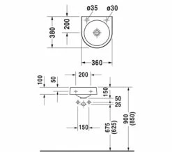 Duravit Architec 360mm Handrinse Basin - 0766350000 -Duravit Sales Shop QS V49375 2 mn