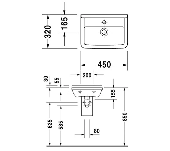 Duravit Starck 3 450mm 1 Tap Hole White Handrinse Basin With Overflow 3 Duravit Starck 3 450mm 1 Tap Hole White Handrinse Basin With Overflow - Image 3