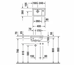 Duravit Starck 3 White Handrinse Basin With Overflow 400mm - 075400000 -Duravit Sales Shop QS V49567 2 mn