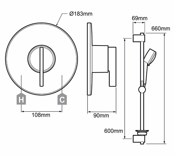 Mira Silver Chrome Built In Valve Thermostatic Mixer Shower - 1.1628.002 2 Mira Silver Chrome Built In Valve Thermostatic Mixer Shower - 1.1628.002 - Image 2