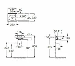 Roca Meridian-N Compact Wall Hung White Basin With 1 Right-Hand Taphole -Duravit Sales Shop QS V55533 2 mn