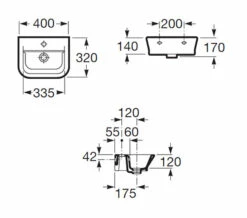 Roca The Gap Wall-Hung Cloakroom Basin White -Duravit Sales Shop QS V55554 2 mn