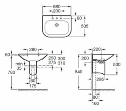 Roca Nexo Wall Mounted White Basin With 1 Tap Hole -Duravit Sales Shop QS V55564 2 mn