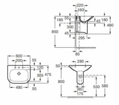 Roca Nexo Wall Mounted White Basin With 1 Tap Hole -Duravit Sales Shop QS V55565 2 mn