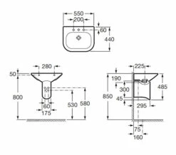 Roca Nexo Wall Mounted White Basin With 1 Tap Hole -Duravit Sales Shop QS V55566 2 mn