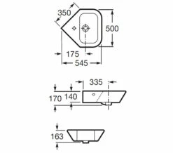 Roca Nexo White Corner Basin 500mm Wide 5 Roca Nexo White Corner Basin 500mm Wide -Duravit Sales Shop QS V55567 2 mn
