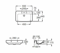 Roca Senso Square White Wall-Hung Basin With 1 Tap Hole -Duravit Sales Shop QS V56727 2 mn