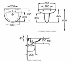 Roca Laura 1 Tap Hole Wall Hung Basin White 25 Roca Laura 1 Tap Hole Wall Hung Basin White -Duravit Sales Shop QS V56767 2 mn