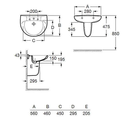 Roca Laura 1 Tap Hole Wall Hung Basin White 9 Roca Laura 1 Tap Hole Wall Hung Basin White - Image 9