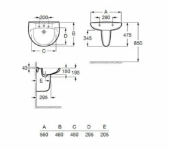 Roca Laura 1 Tap Hole Wall Hung Basin White 23 Roca Laura 1 Tap Hole Wall Hung Basin White -Duravit Sales Shop QS V56769 2 mn
