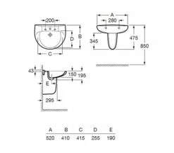 Roca Laura 1 Tap Hole Wall Hung Basin White 18 Roca Laura 1 Tap Hole Wall Hung Basin White -Duravit Sales Shop QS V56771 2 mn