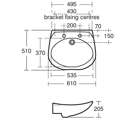 Armitage Shanks Salonex Hairdressers 610mm Large Washbasin - S230001 2 Armitage Shanks Salonex Hairdressers 610mm Large Washbasin - S230001 - Image 2