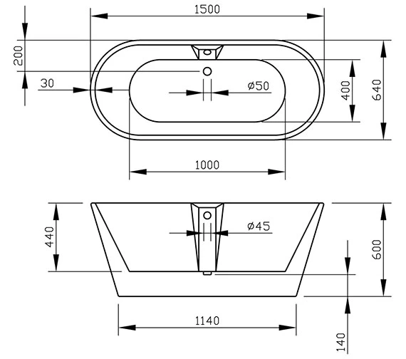 Imex Essence 1500 X 640mm White Freestanding Bath 2 Imex Essence 1500 X 640mm White Freestanding Bath - Image 2