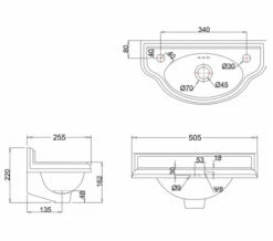 Burlington Wall Mounted Curved Cloakroom Basin -Duravit Sales Shop QS V74092 2 mn