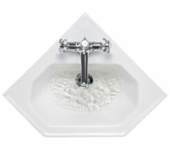 Burlington White Wall Mounted 596mm Corner Cloakroom Basin - B10 -Duravit Sales Shop QS V74093 3 mn