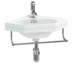 Burlington White Wall Mounted 596mm Corner Cloakroom Basin - B10 -Duravit Sales Shop QS V74094 1 mn