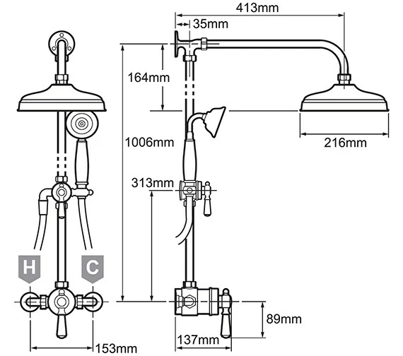 Mira Realm Thermostatic Chrome Shower Mixer With Diverter ERD - 1.1735.002 2 Mira Realm Thermostatic Chrome Shower Mixer With Diverter ERD - 1.1735.002 - Image 2