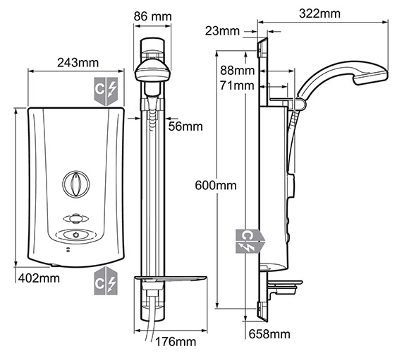 Mira Advance Low Pressure Thermostatic Electric Shower 9.0KW - 1.1759.001 2 Mira Advance Low Pressure Thermostatic Electric Shower 9.0KW - 1.1759.001 - Image 2