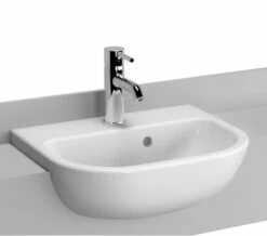 VitrA S20 1 Taphole 450mm White Semi-Recessed Basin