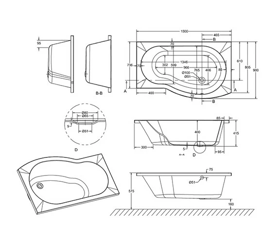 Cleargreen Ecoround White Shower Bath 5 Cleargreen Ecoround White Shower Bath - Image 5